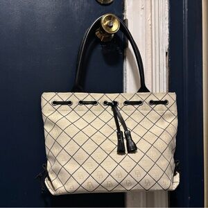 Beige  black and white vintage Donney & Bourke  Tote Bag .